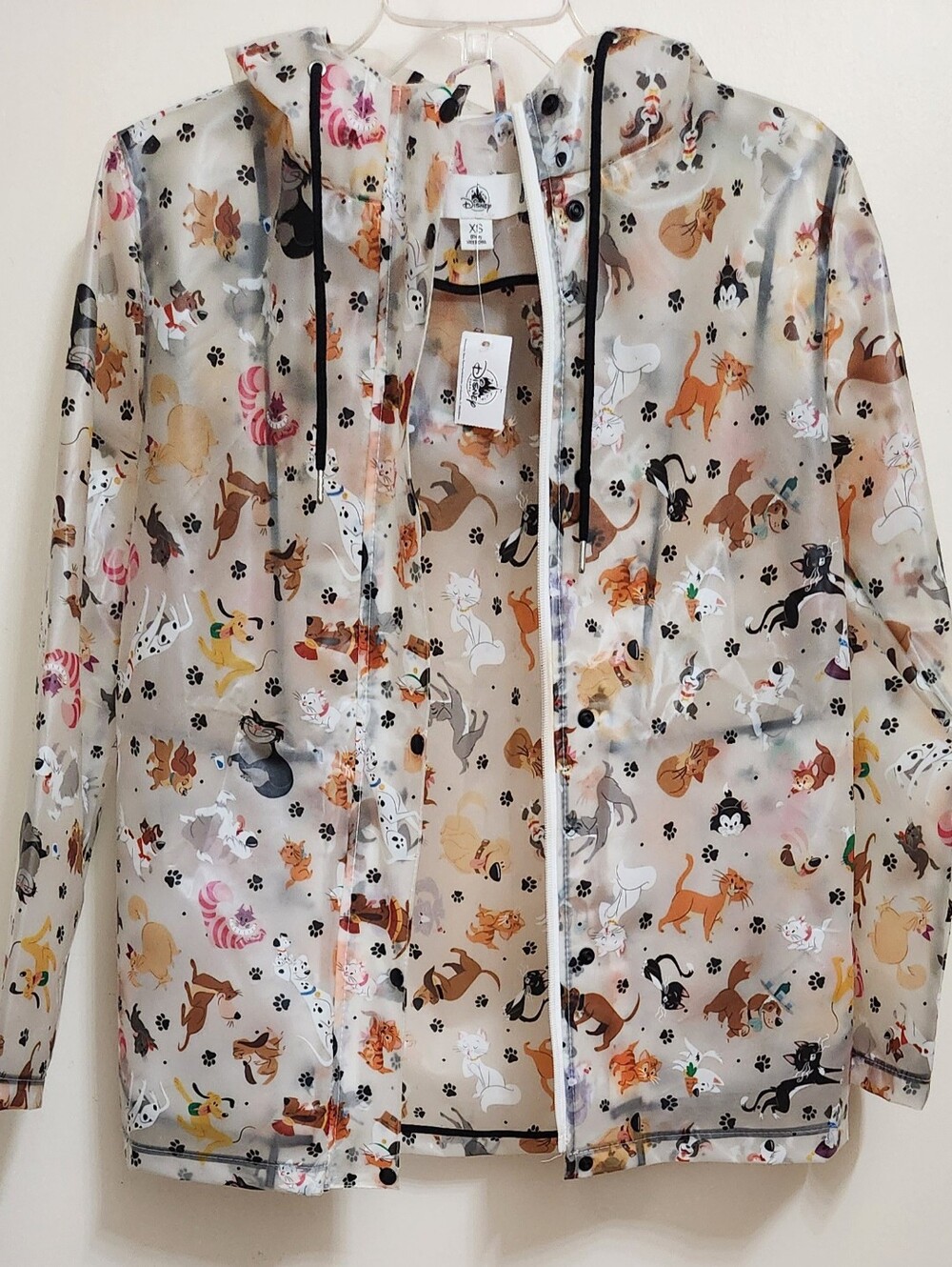 **NEW** Disney Parks Reigning Raining Cats Dogs Hooded Full Zip Rain Coat Jacket